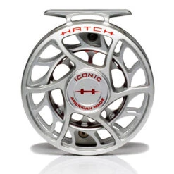 Hatch Iconic 5 Plus Fly Reel -Orvis Shop Iconic5PlusReelClearRedLargeArborFront