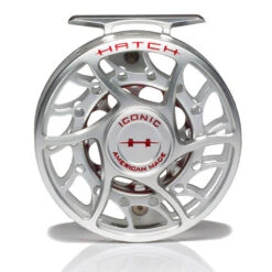 Hatch Iconic 5 Plus Fly Reel -Orvis Shop Iconic5PlusReelClearRedMidArborFront