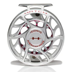 Hatch Iconic 7 Plus Fly Reel -Orvis Shop Iconic7PlusReelClearRedLargeArborFront