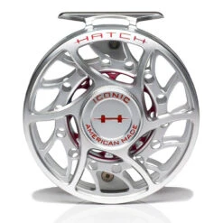 Hatch Iconic 7 Plus Fly Reel -Orvis Shop Iconic7PlusReelClearRedMidArborFront
