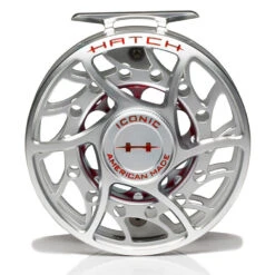 Hatch Iconic 9 Plus Fly Reel -Orvis Shop Iconic9PlusReelClearRedMidArborFront